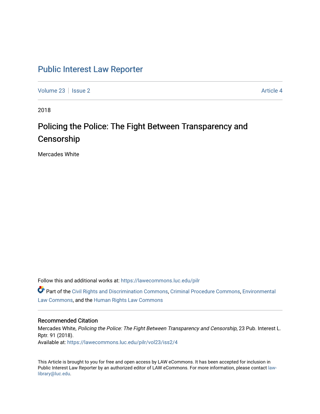 Policing the Police: the Fight Between Transparency and Censorship