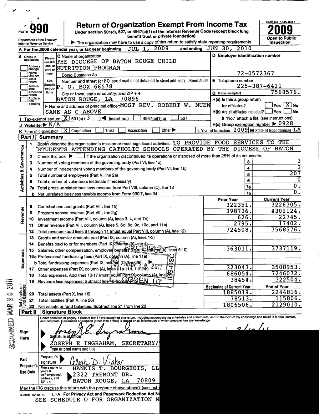 Form 990 Return of Organization Exempt from Income Tax 2009