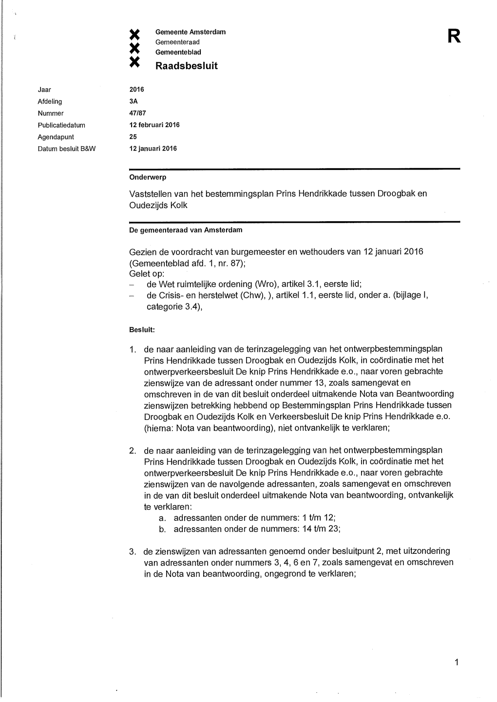 Vaststellingsbesluit Bp Prins Hendrikkade Tussen