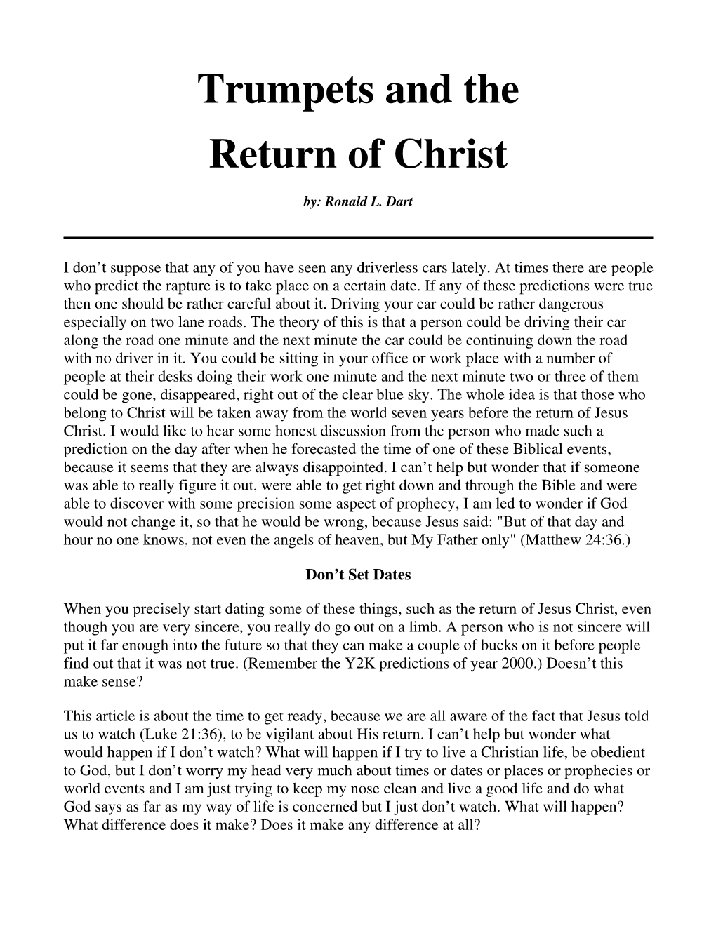 Trumpets and the Return of Christ (Transcript)