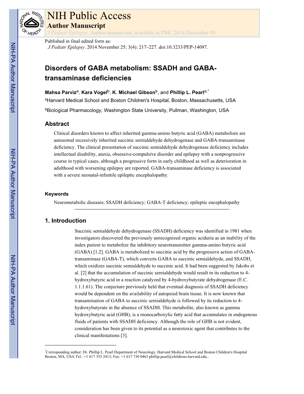 NIH Public Access Author Manuscript J Pediatr Epilepsy