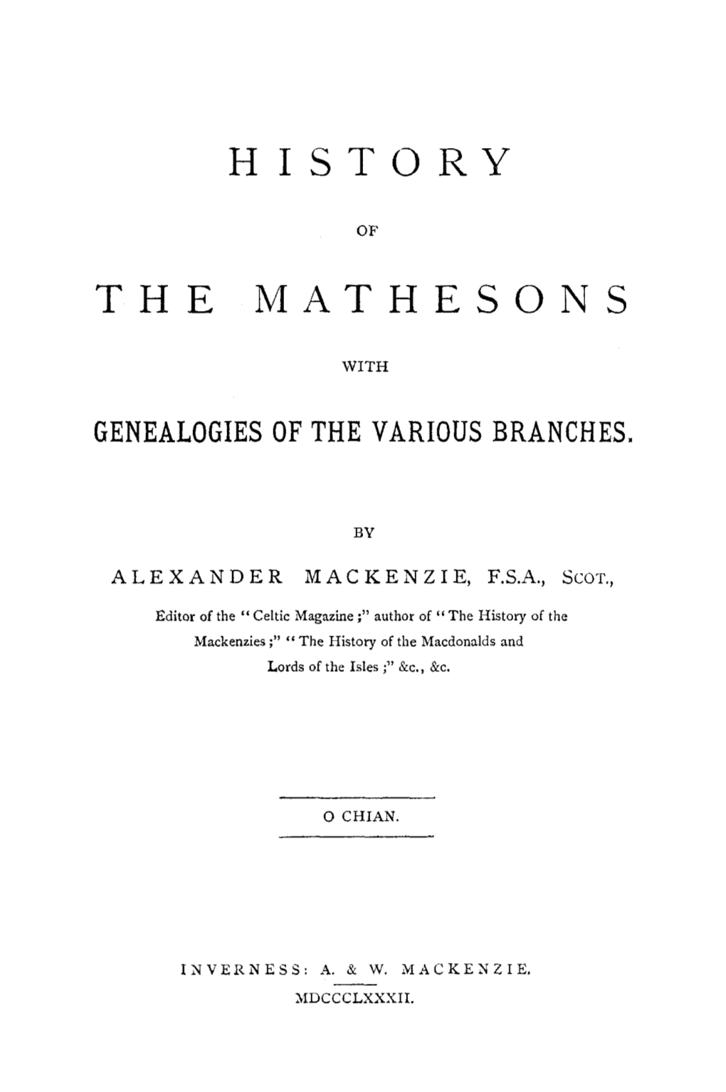 History the Mathesons