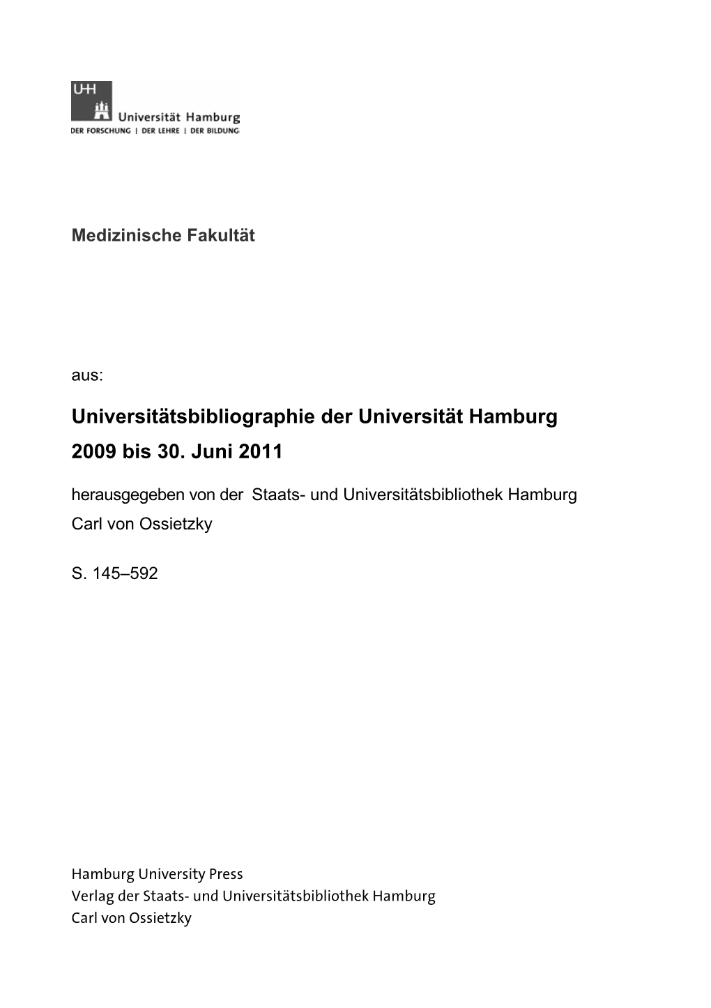 Universitätsbibliographie Der Universität Hamburg 2009 Bis 30