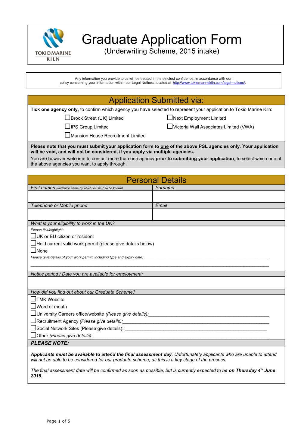 Graduate Application Form