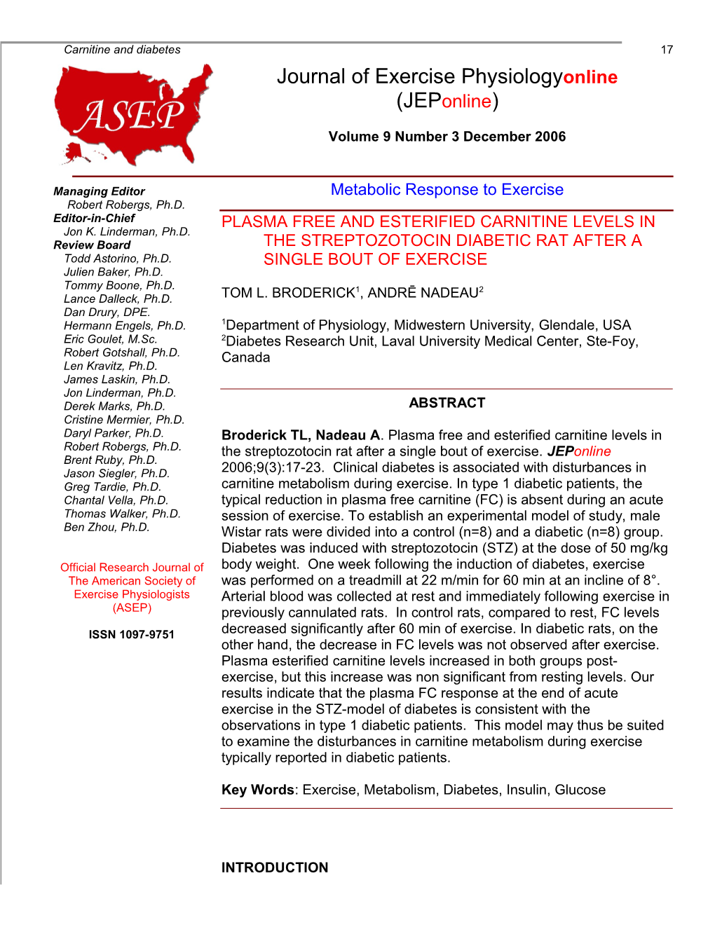 Metabolic Response to Exercise