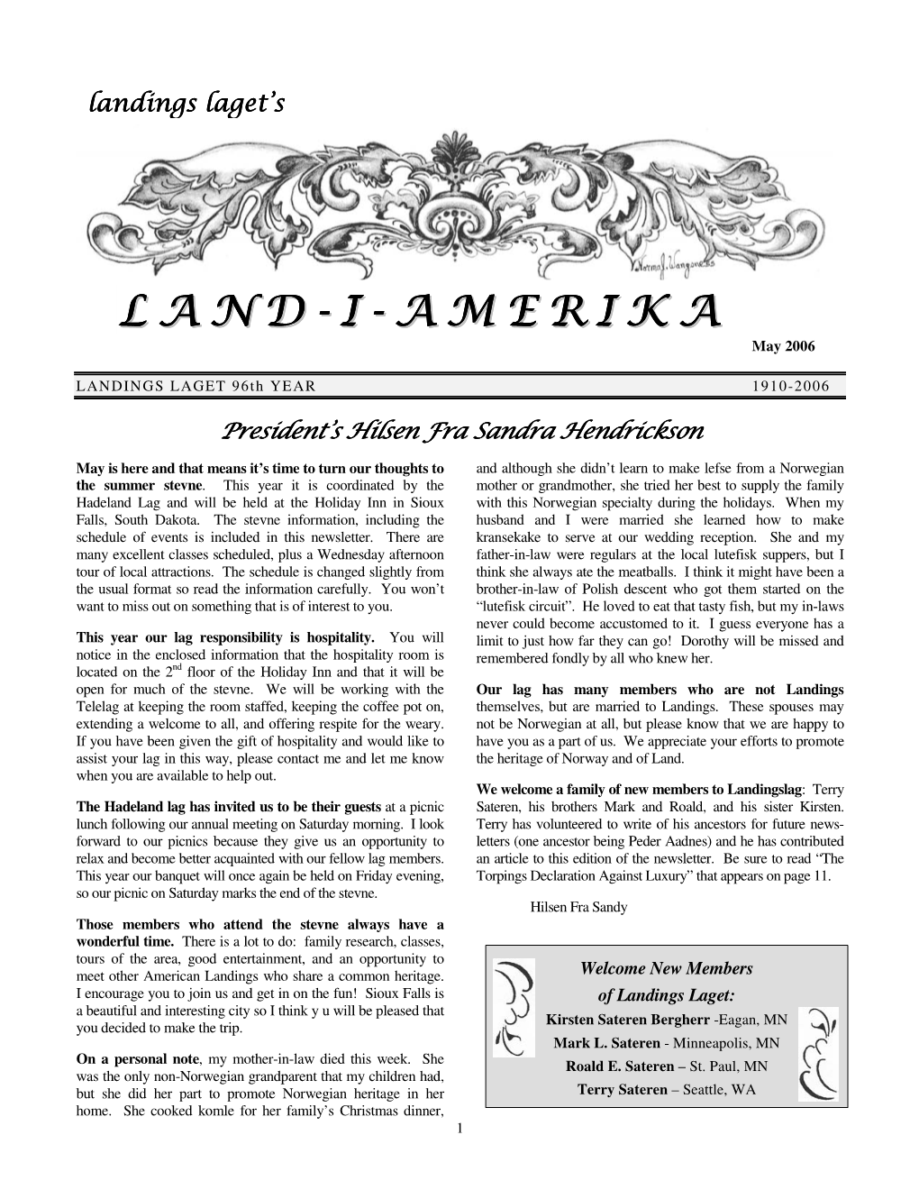 May 2006 Issue of Land I Amerika