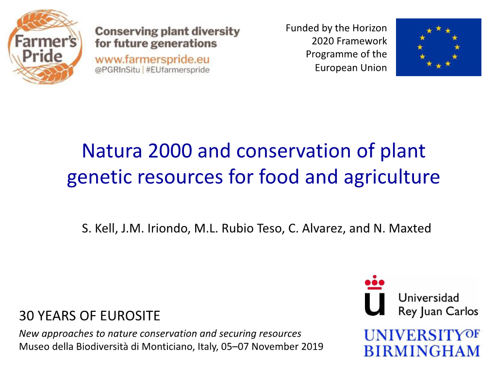 Natura 2000 and Conservation of Plant Genetic Resources for Food and Agriculture