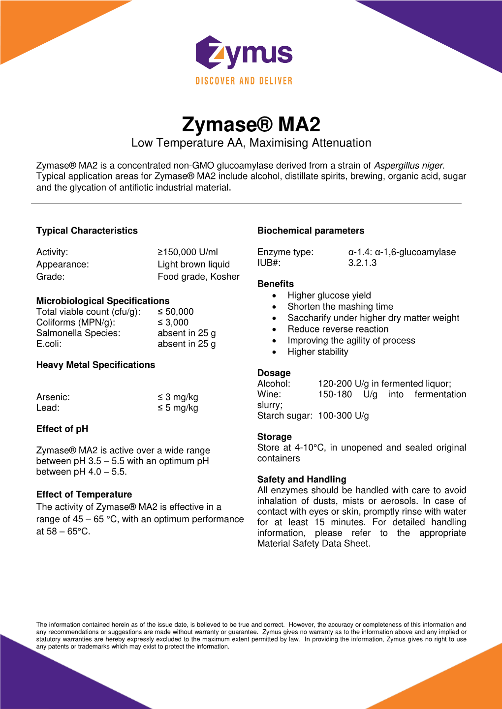 Zymase® MA2 Low Temperature AA, Maximising Attenuation