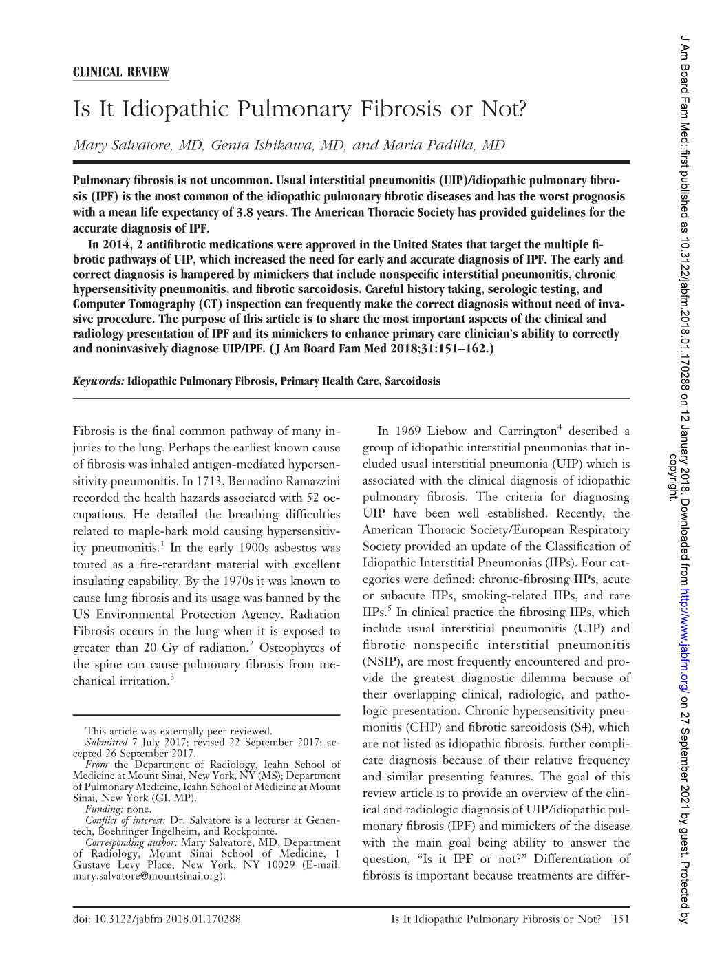 Is It Idiopathic Pulmonary Fibrosis Or Not?