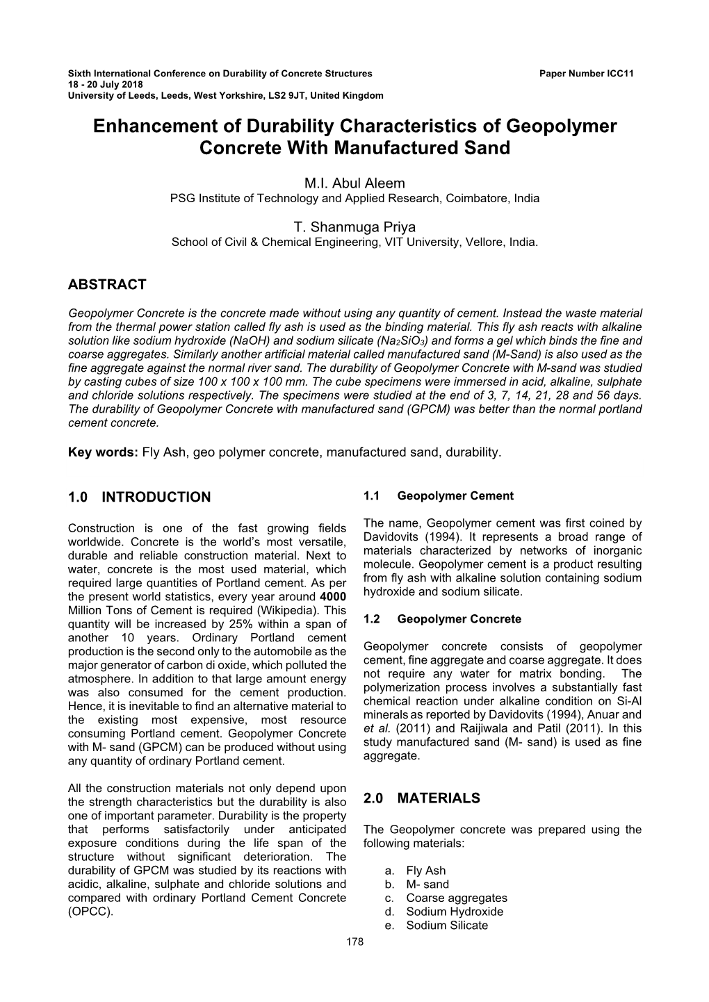 Enhancement of Durability Characteristics of Geopolymer Concrete with Manufactured Sand