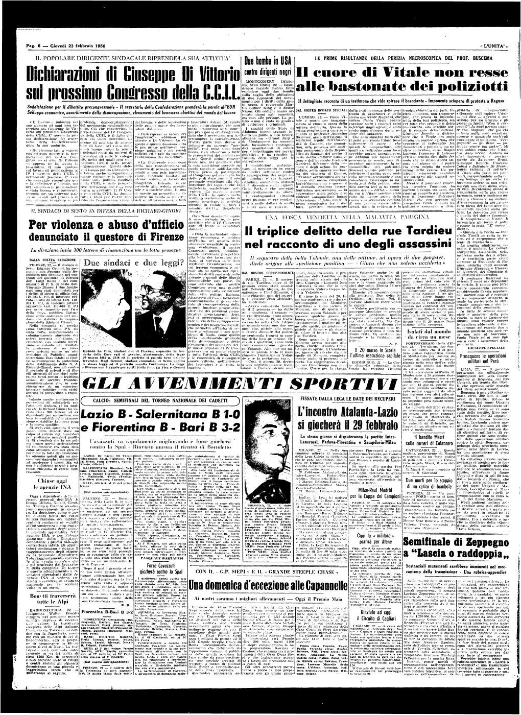 Pag. 6 — Giovedì 23 Febbraio 1956 « L'unita* »