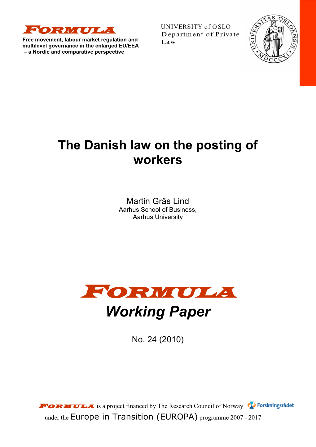 The Danish Law on the Posting of Workers