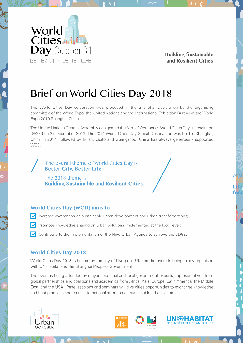Brief on World Cities Day 2018