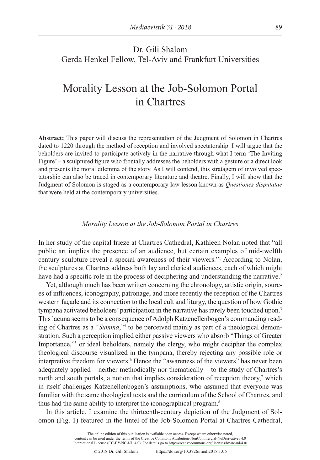 Morality Lesson at the Job-Solomon Portal in Chartres