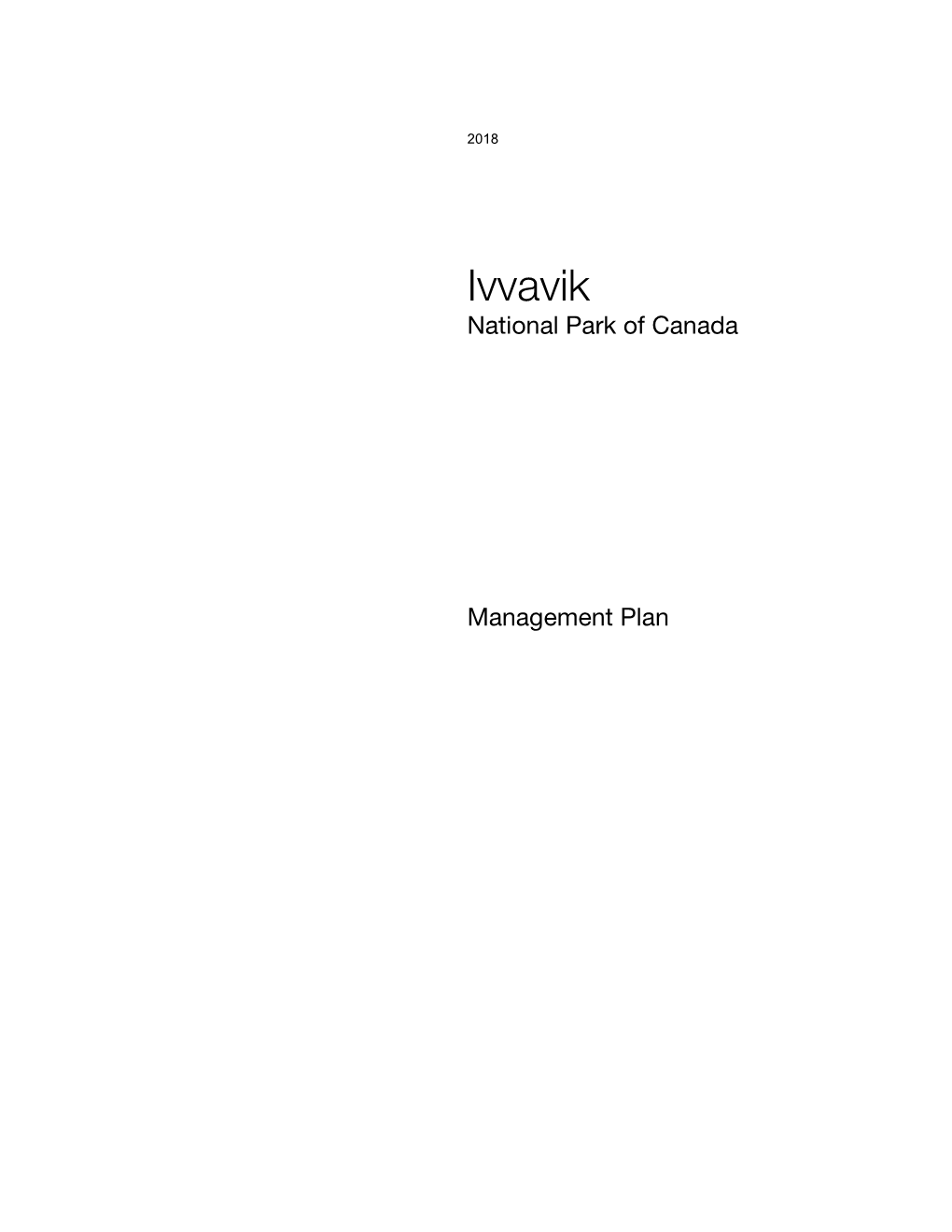 Ivvavik National Park of Canada Management Plan 2018
