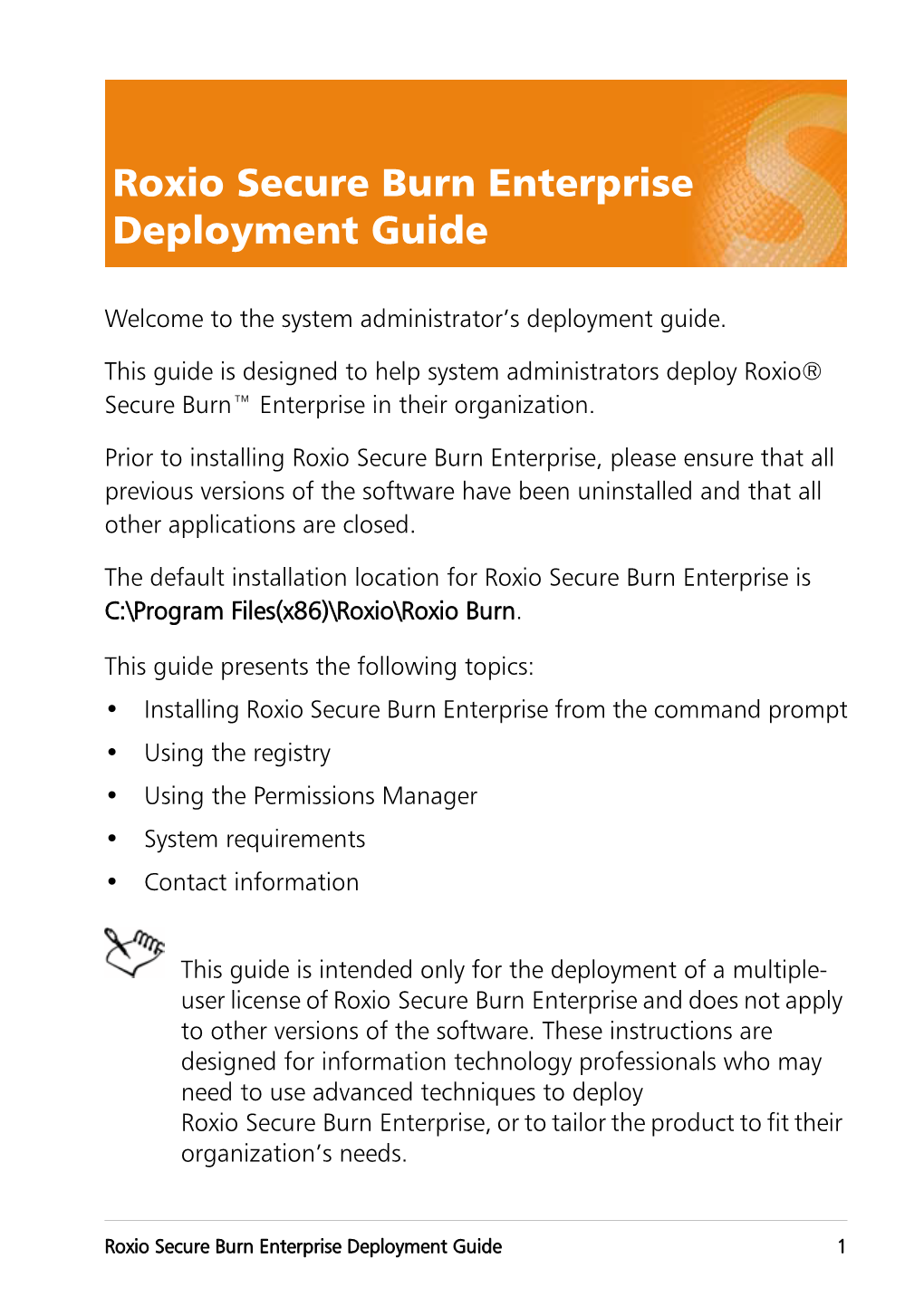 Roxio Secure Burn Enterprise Deployment Guide