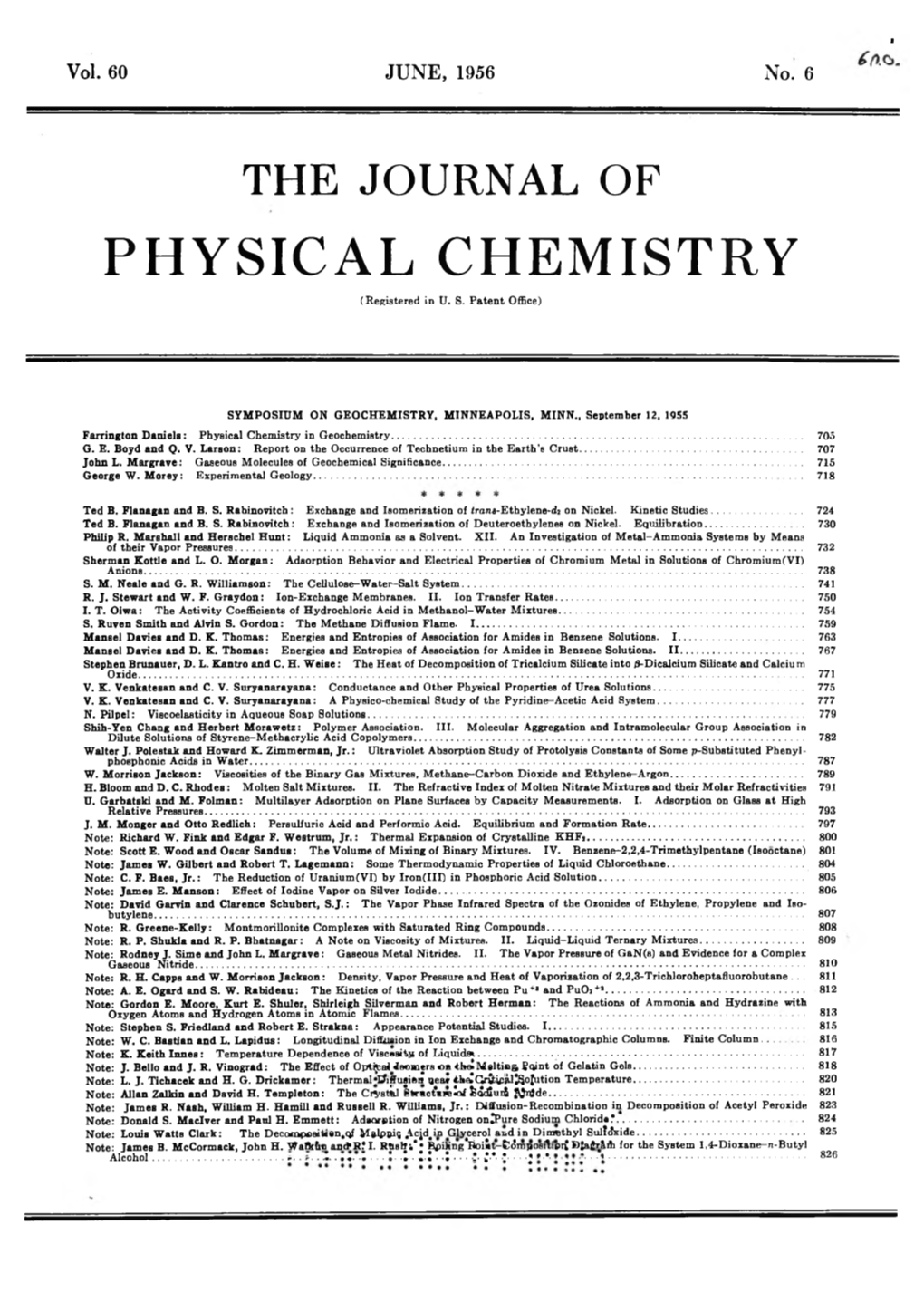 The Journal of Physical Chemistry 1956 Volume.60 No.6