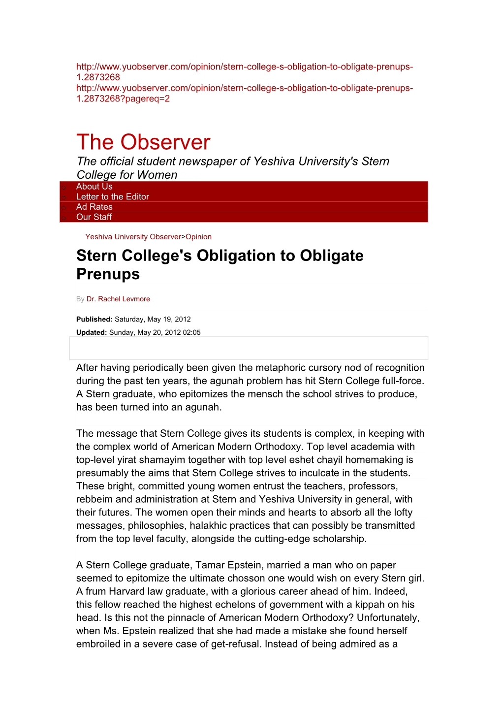 Stern College's Obligation to Obligate Prenups