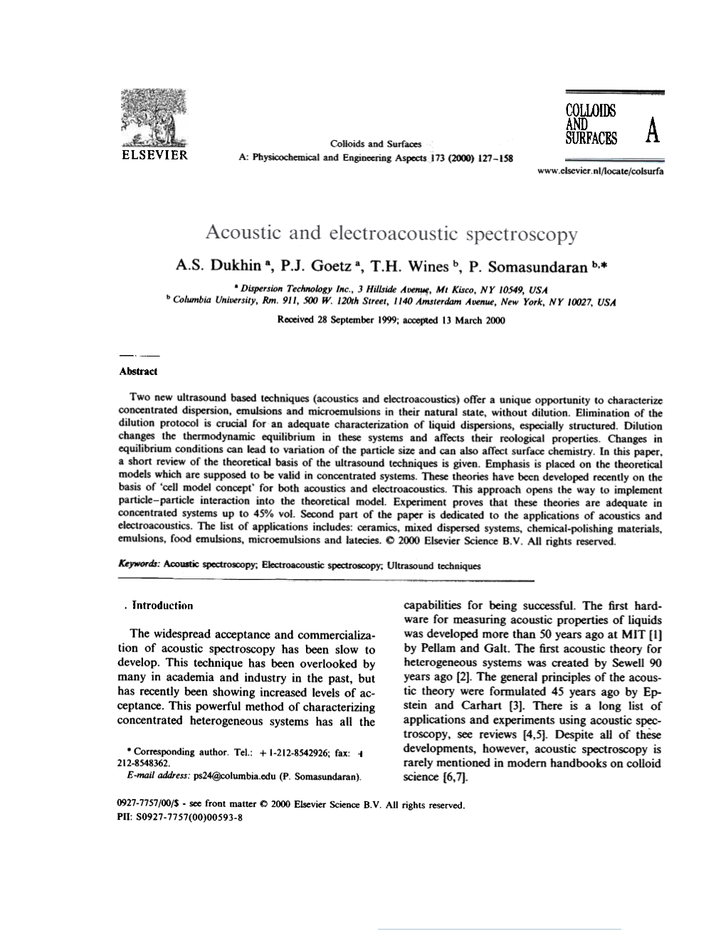 ELSEVIER AS Dukhin 8, PI Goetz A, TH Wines B