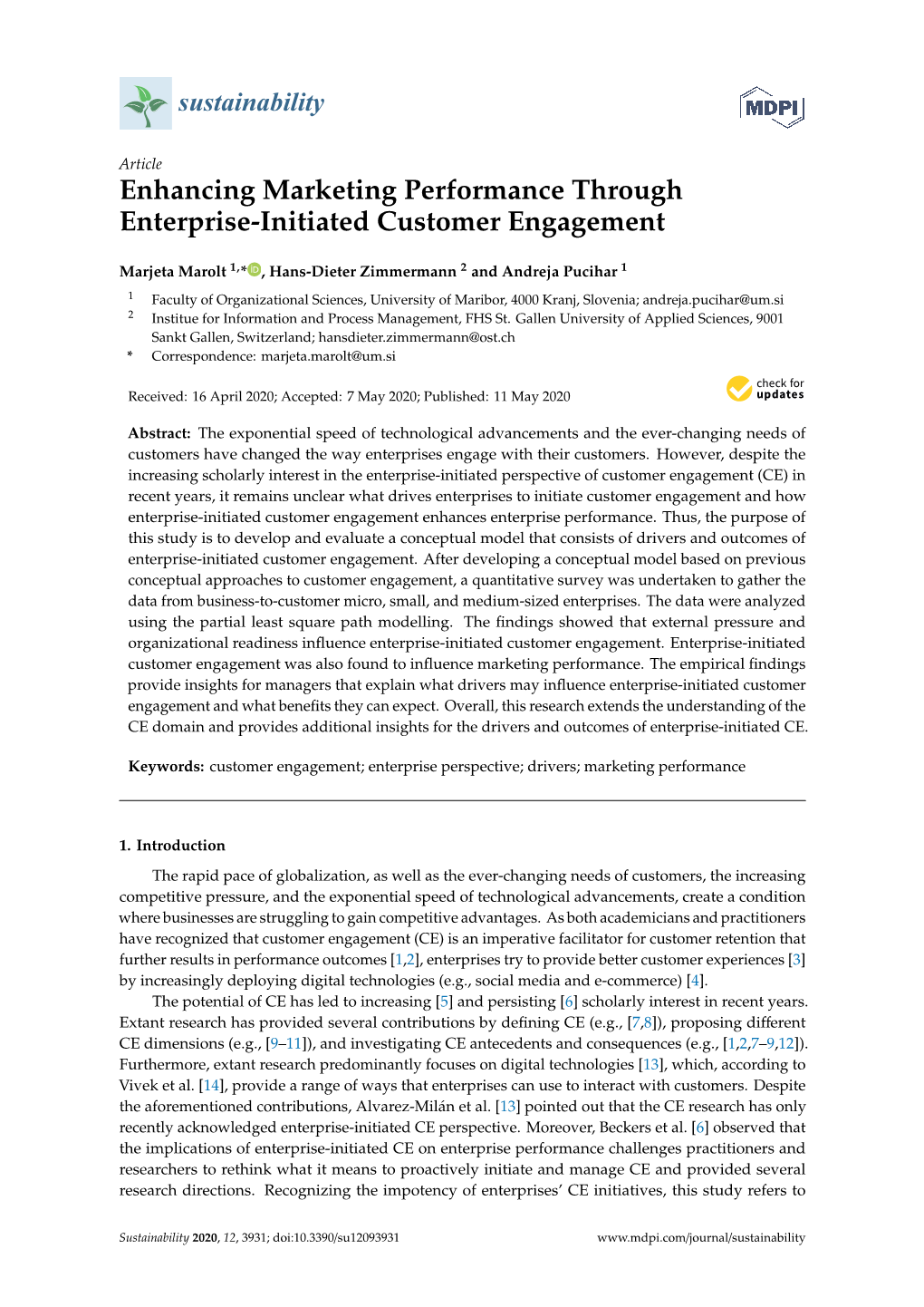 Enhancing Marketing Performance Through Enterprise-Initiated Customer Engagement