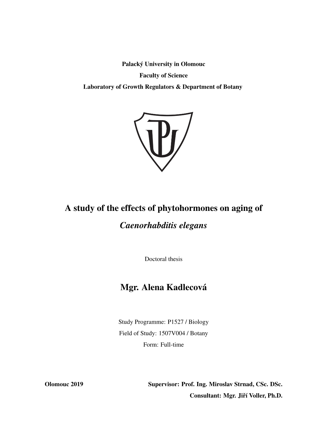 A Study of the Effects of Phytohormones on Aging of Caenorhabditis Elegans