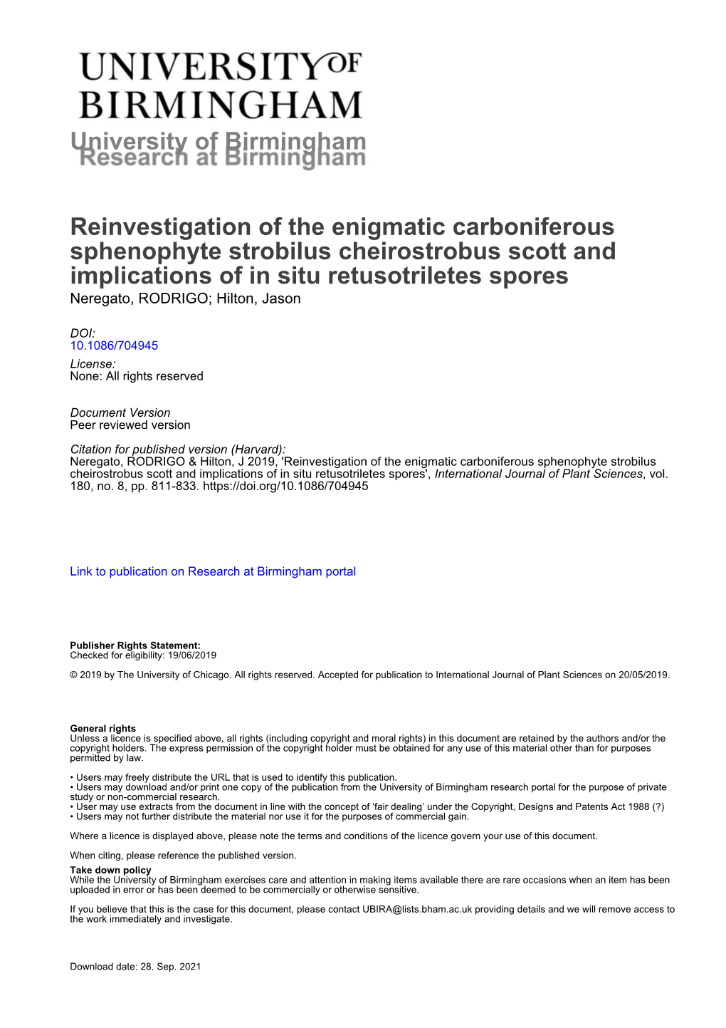 University of Birmingham Reinvestigation of the Enigmatic