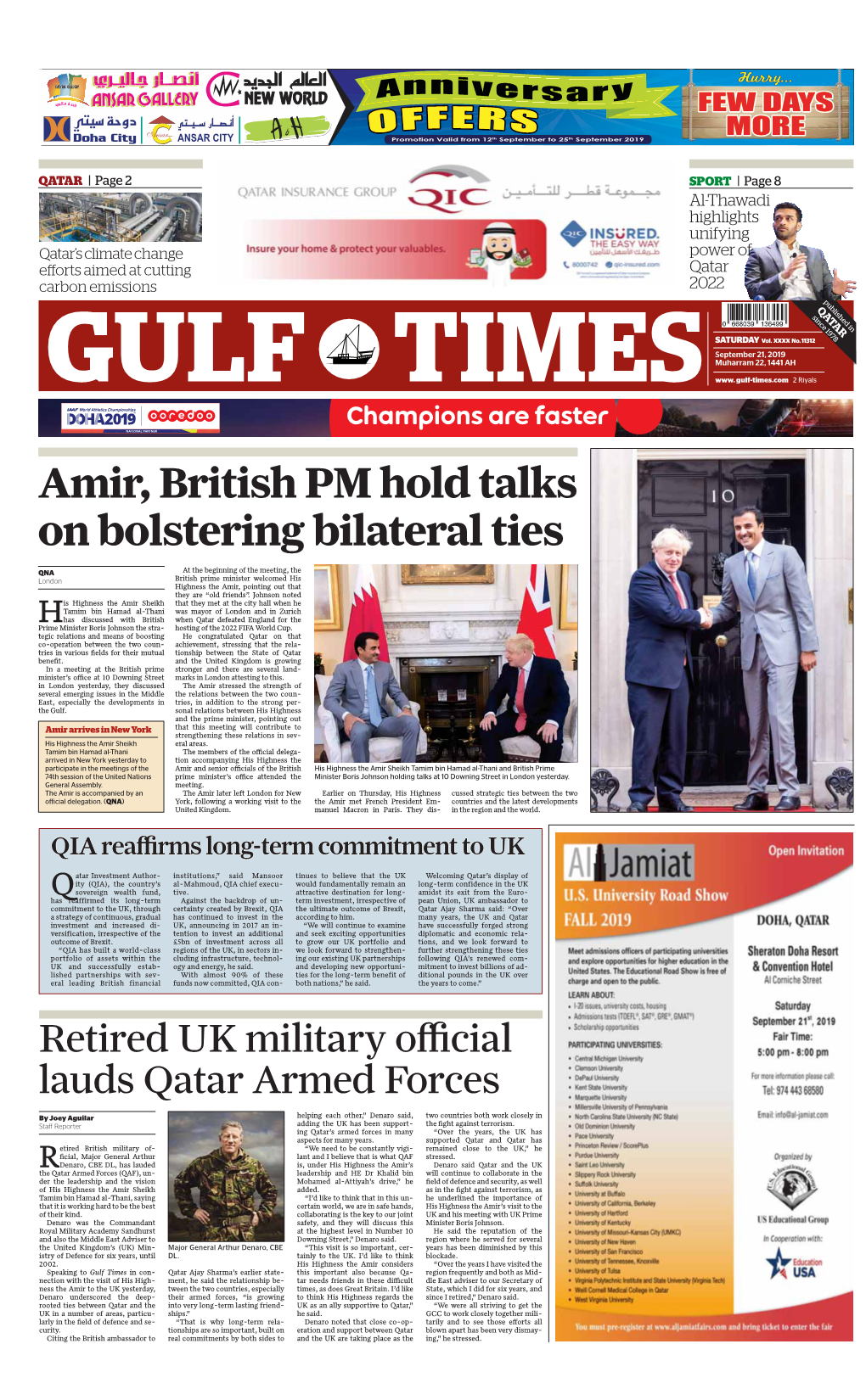 Amir, British PM Hold Talks on Bolstering Bilateral Ties