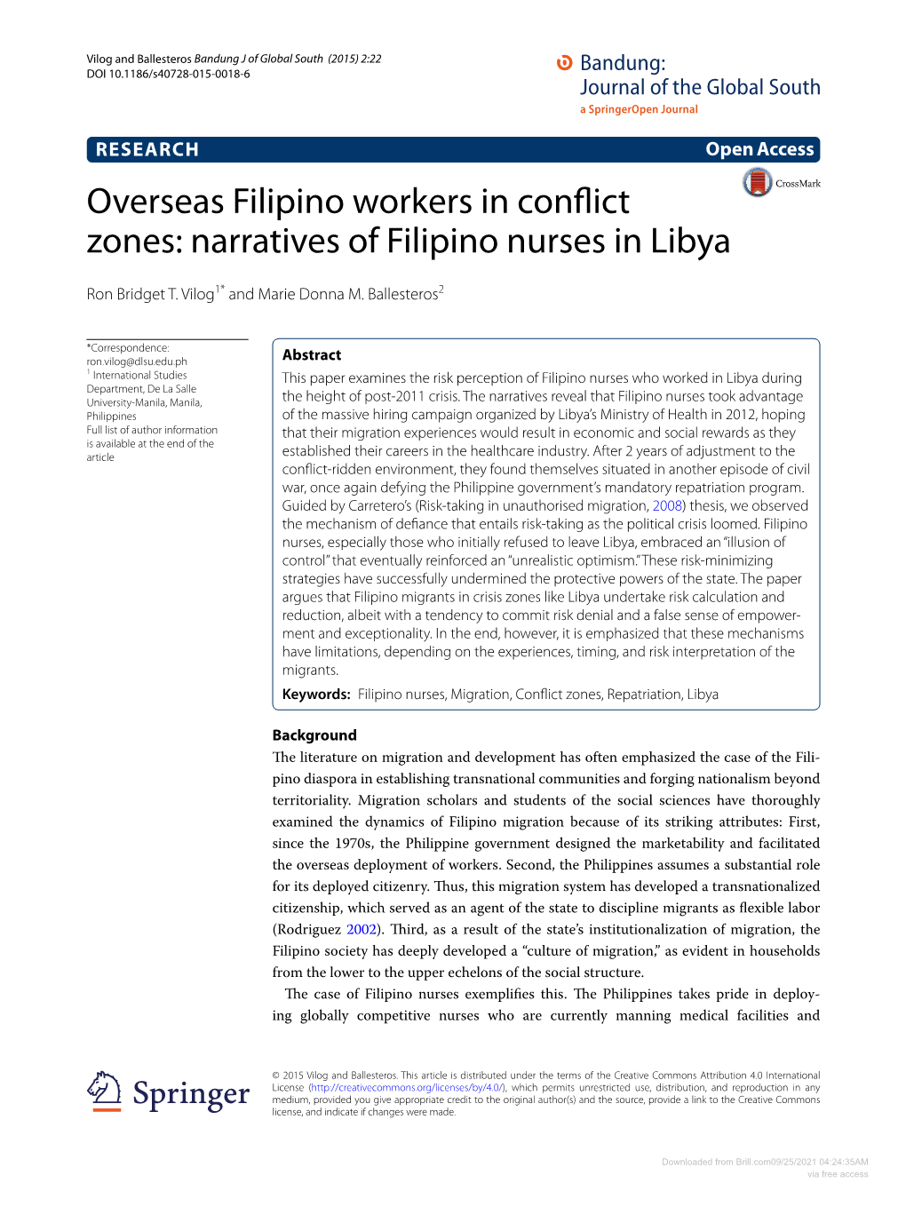 Narratives of Filipino Nurses in Libya