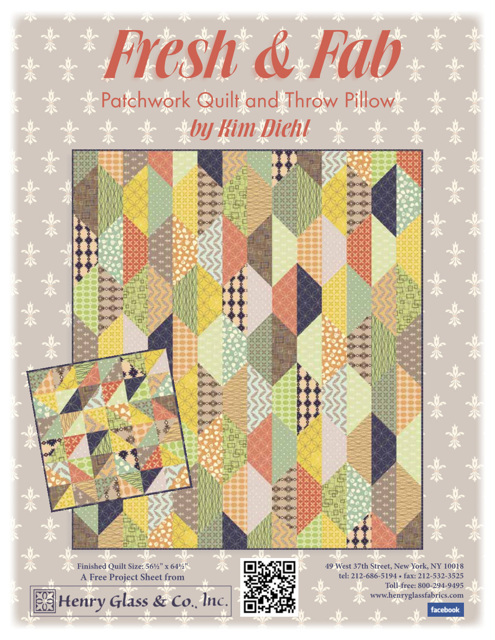 Patchwork Quilt and Throw Pillow by Kim Diehl