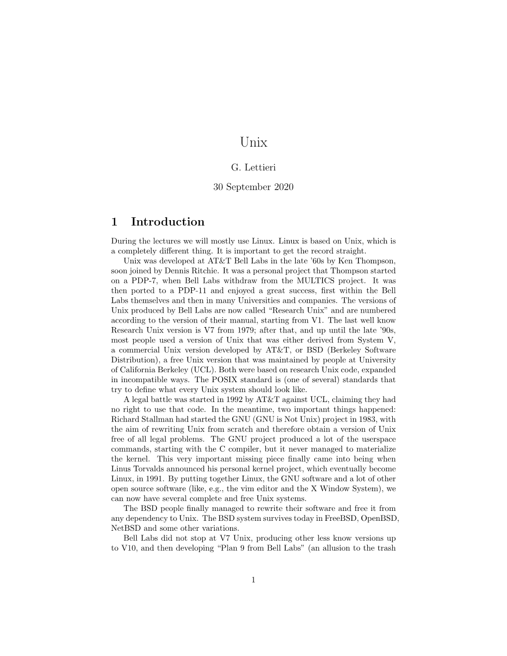 Notes About Unix