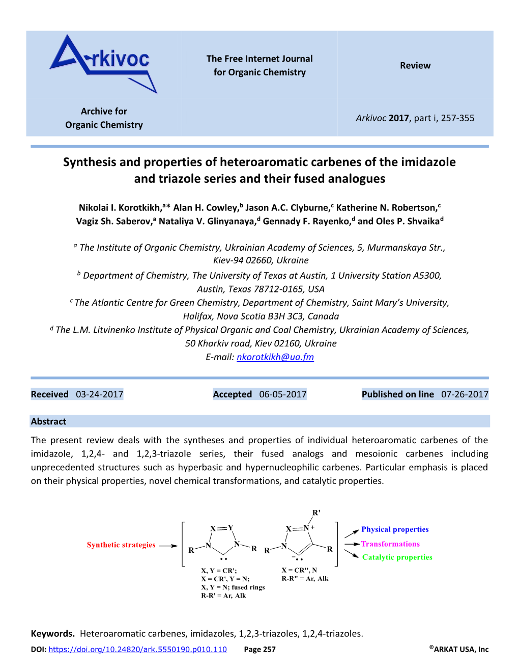 Synthesis and Properties of Heteroaromatic Carbenes of the Imidazole and Triazole Series and Their Fused Analogues