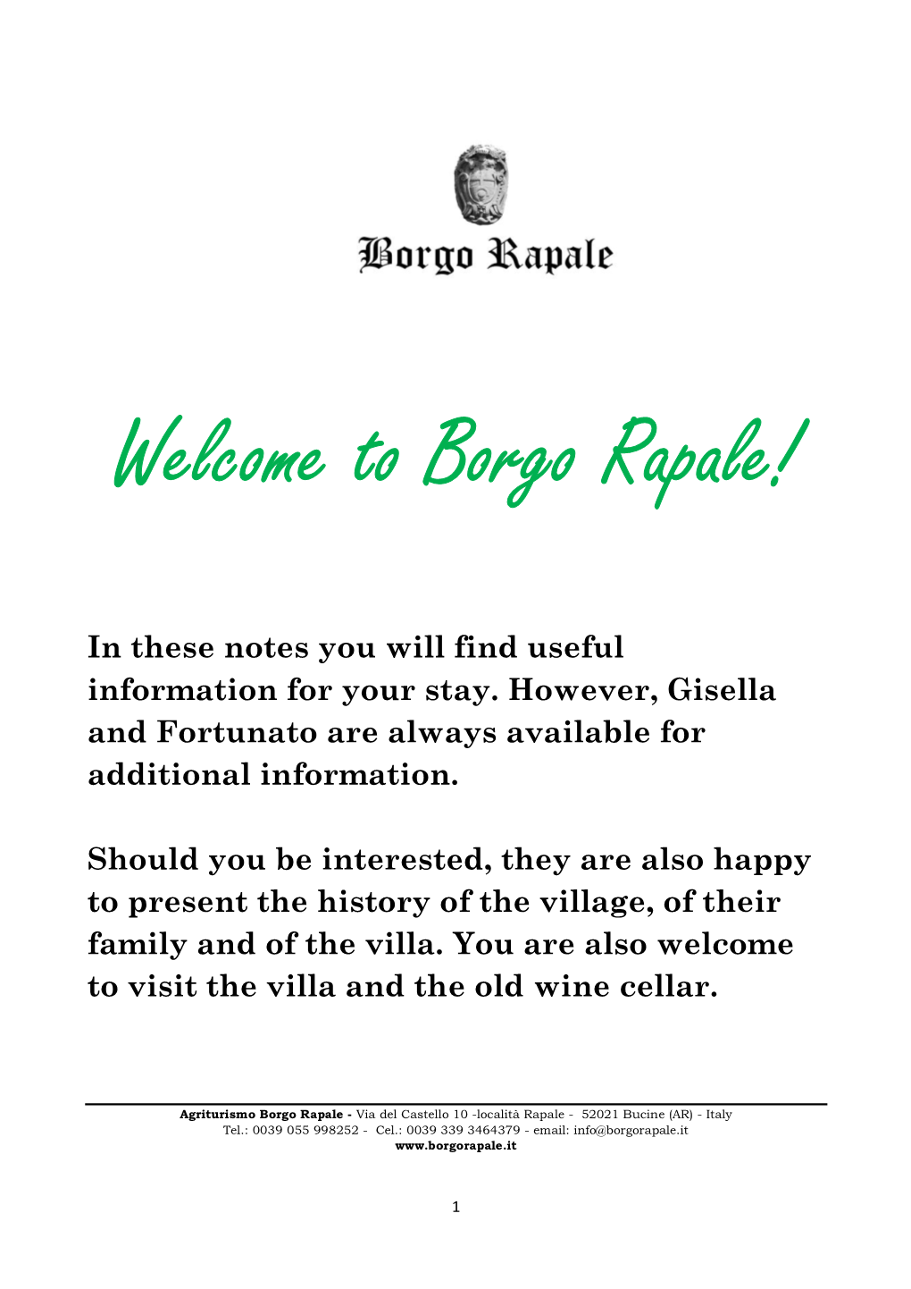Welcome to Borgo Rapale!