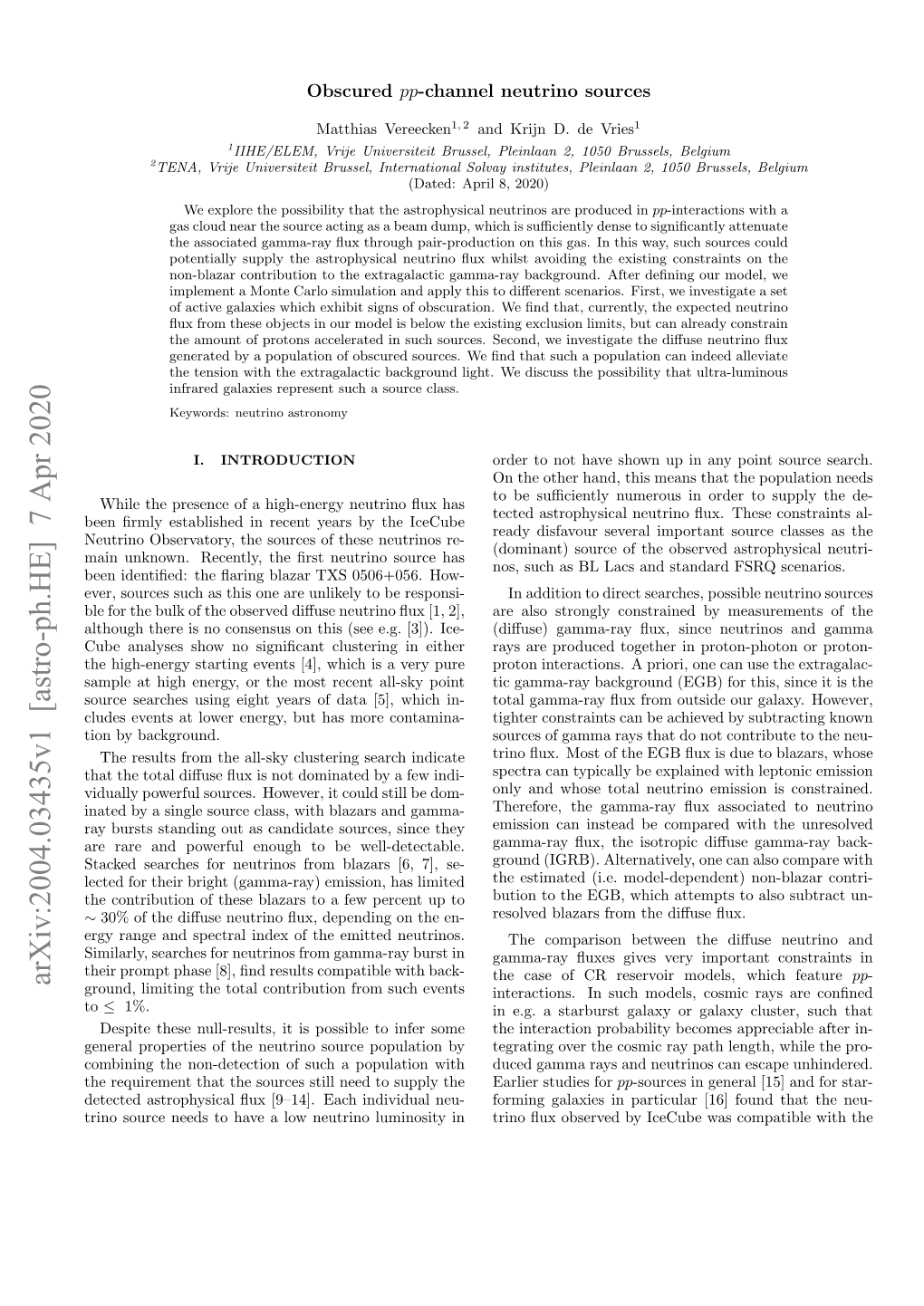 Obscured $ Pp $-Channel Neutrino Sources