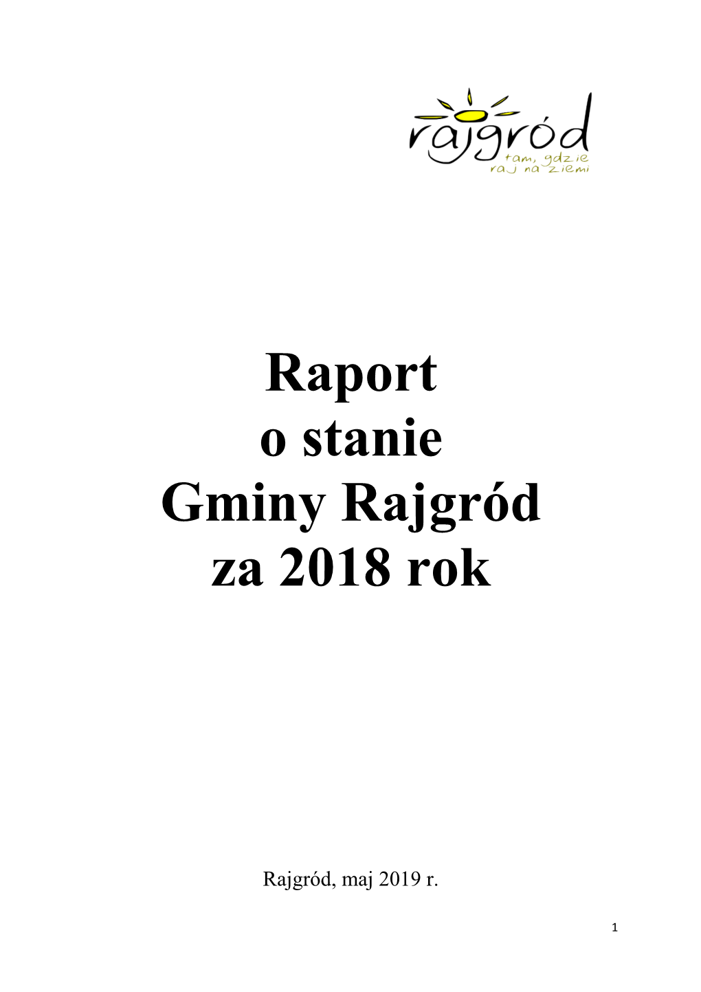 Raport O Stanie Gminy Rajgród Za 2018