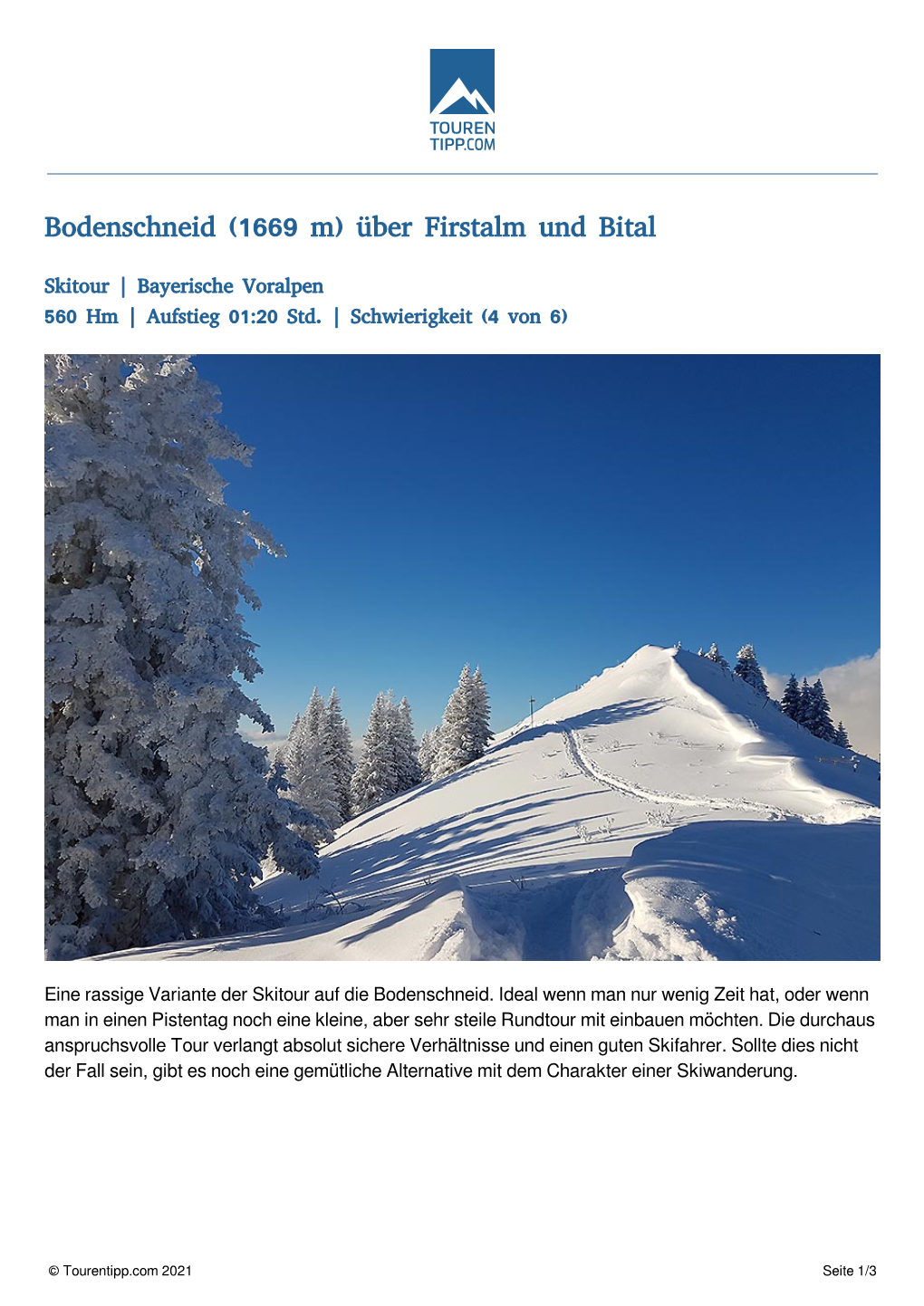 Bodenschneid (1669 M) Über Firstalm Und Bital