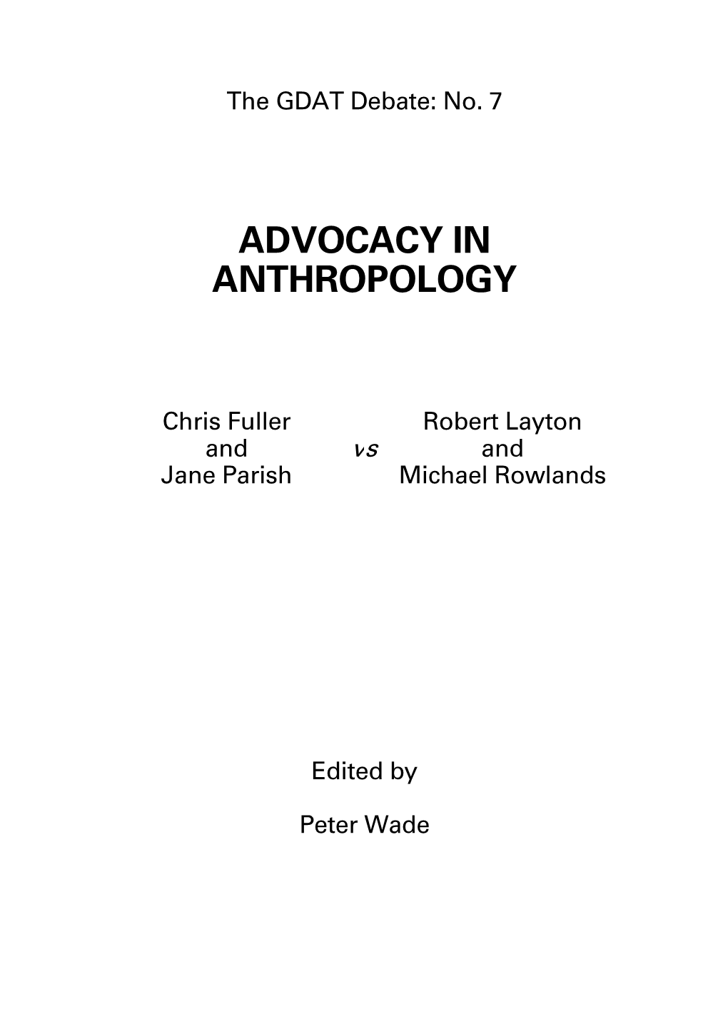 Advocacy in Anthropology