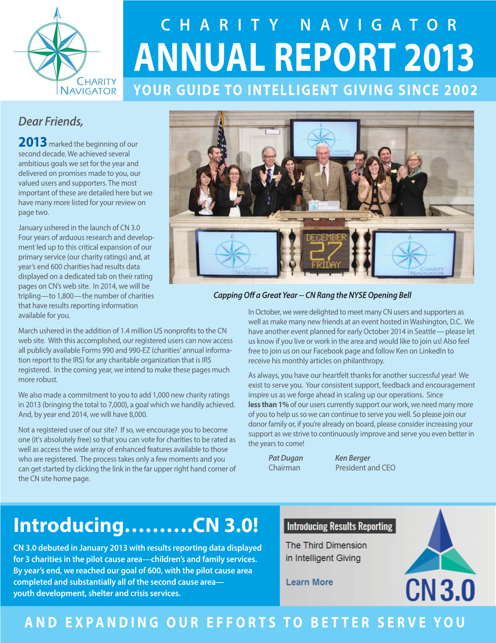 Annual Report 2013 Your Guide to Intelligent Giving Since 2002