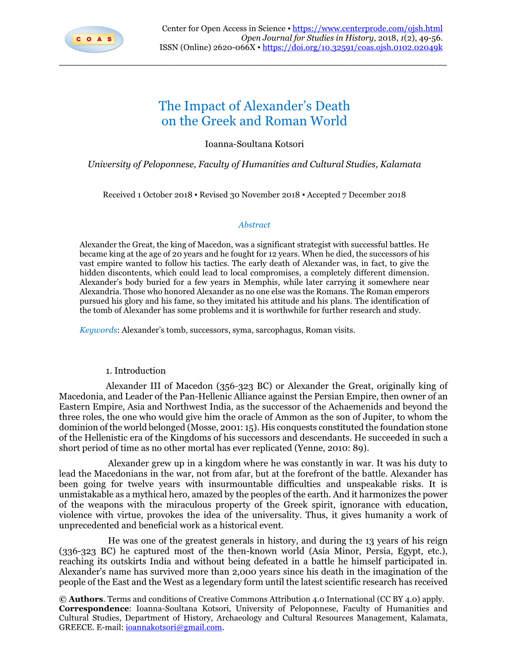 The Impact of Alexander's Death on the Greek and Roman World