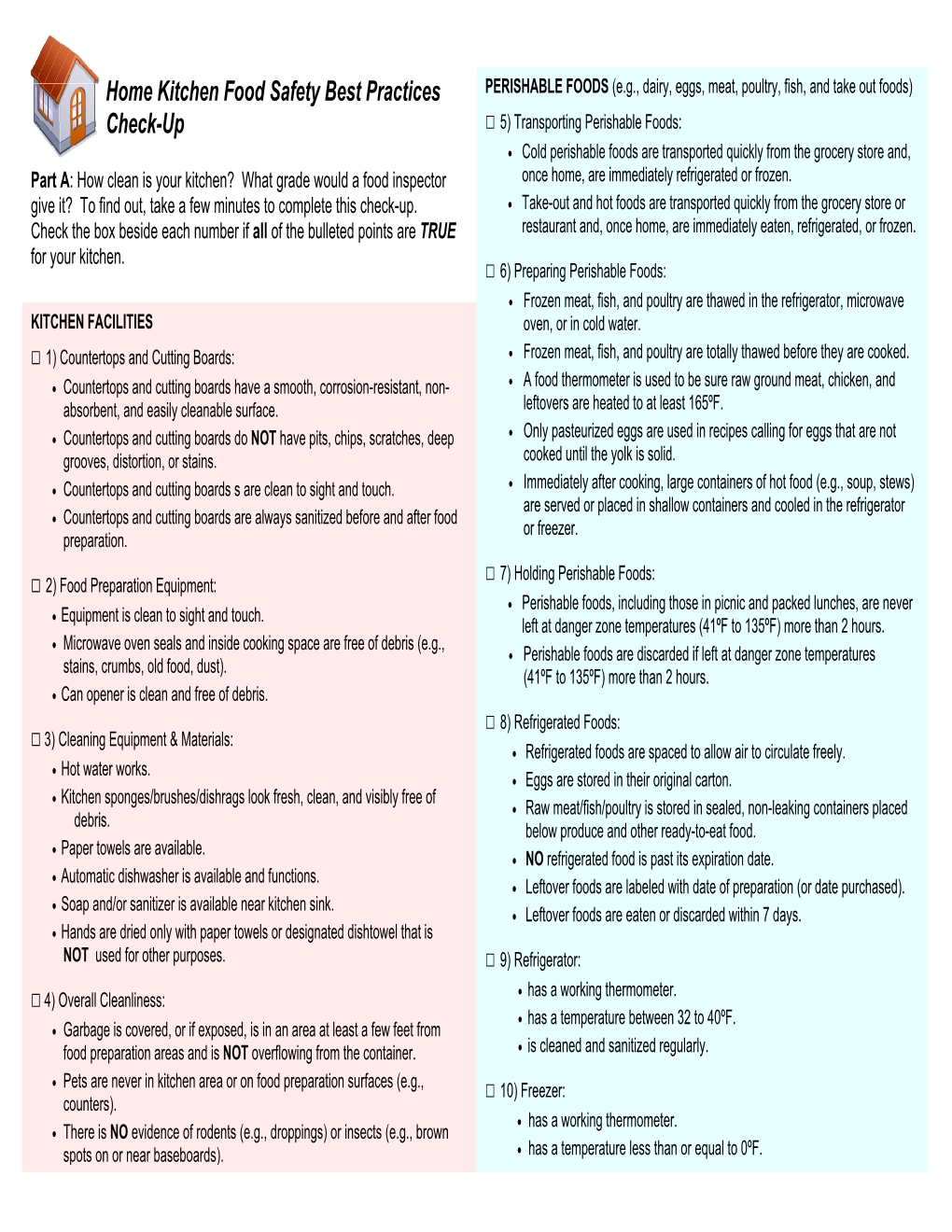 Home Kitchen Food Safety Best Practices Check-Up