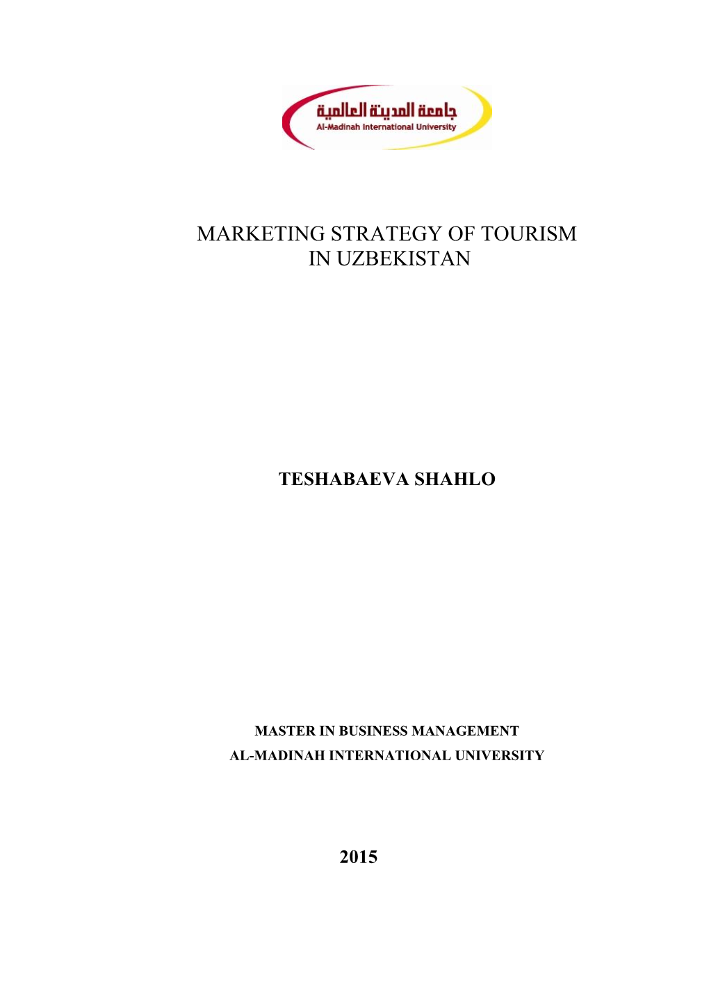 Marketing Strategy of Tourism in Uzbekistan