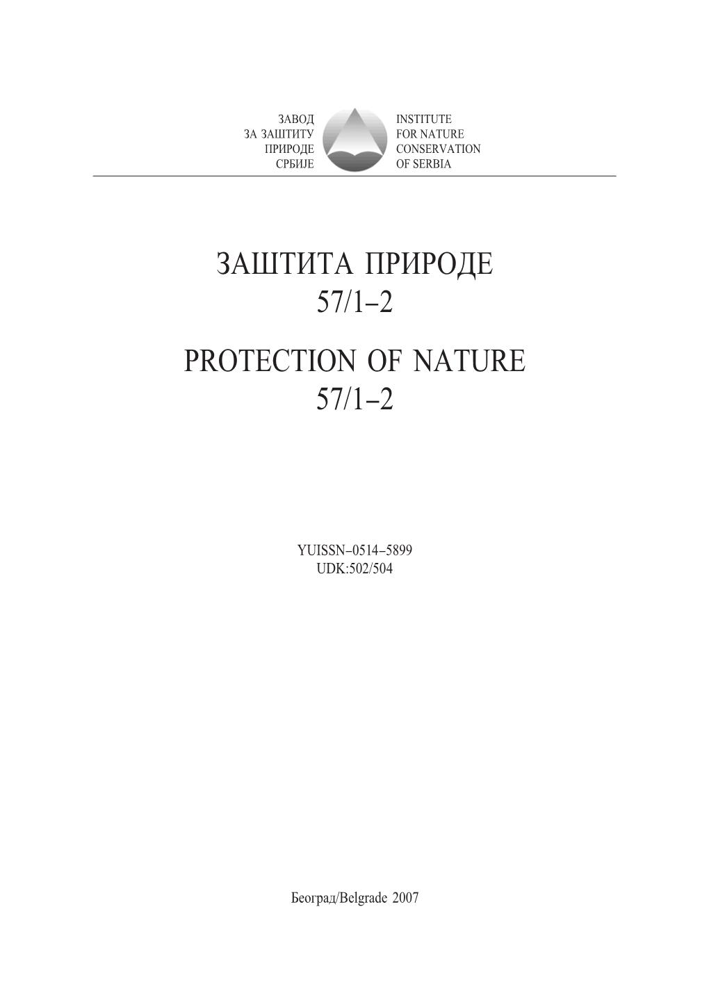 Za[Tita Prirode 57/1–2 Protection of Nature 57/1–2