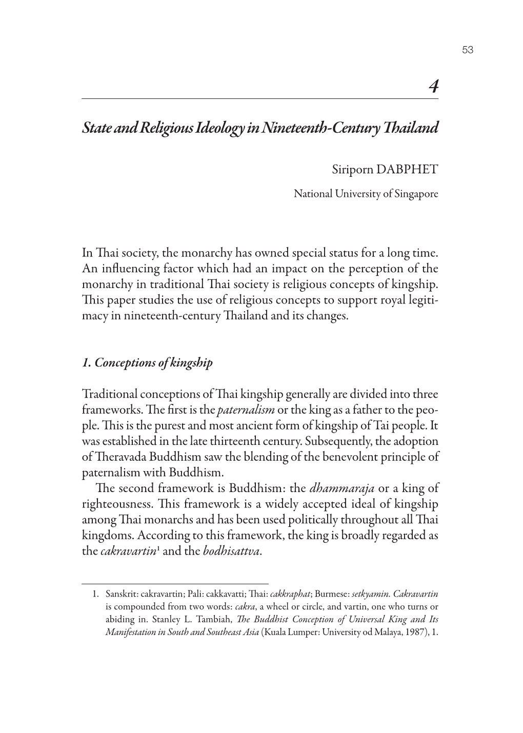 State and Religious Ideology in Nineteenth-Century Thailand