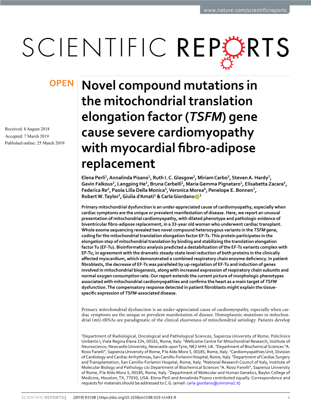 (TSFM) Gene Cause Severe Cardiomyopathy with Myocard