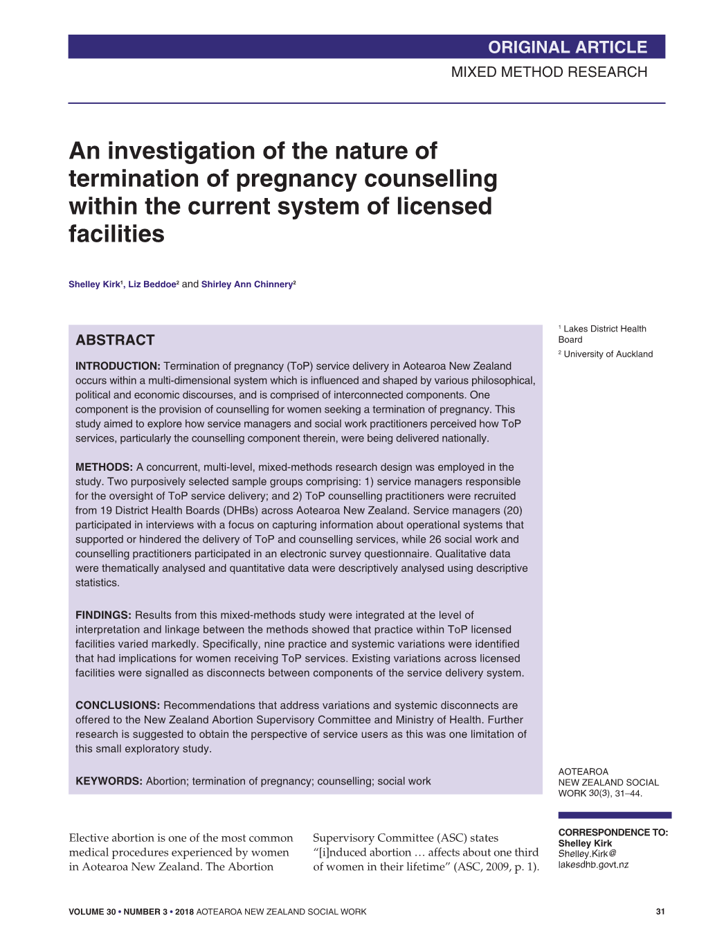 An Investigation of the Nature of Termination of Pregnancy Counselling Within the Current System of Licensed Facilities