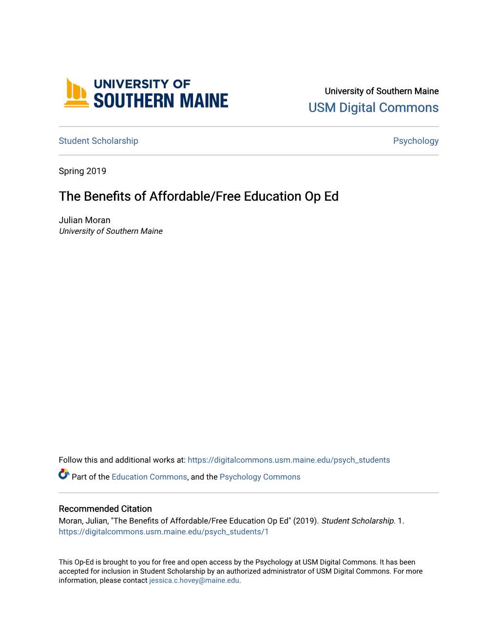 The Benefits of Affordable/Free Education Op Ed