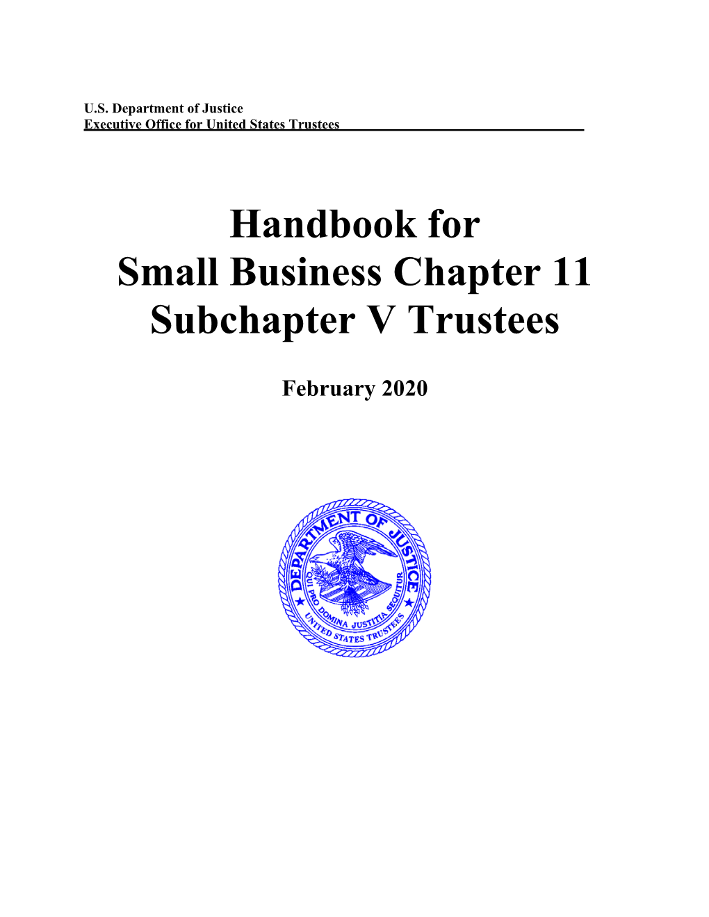 Handbook for Small Business Chapter 11 Subchapter V Trustees