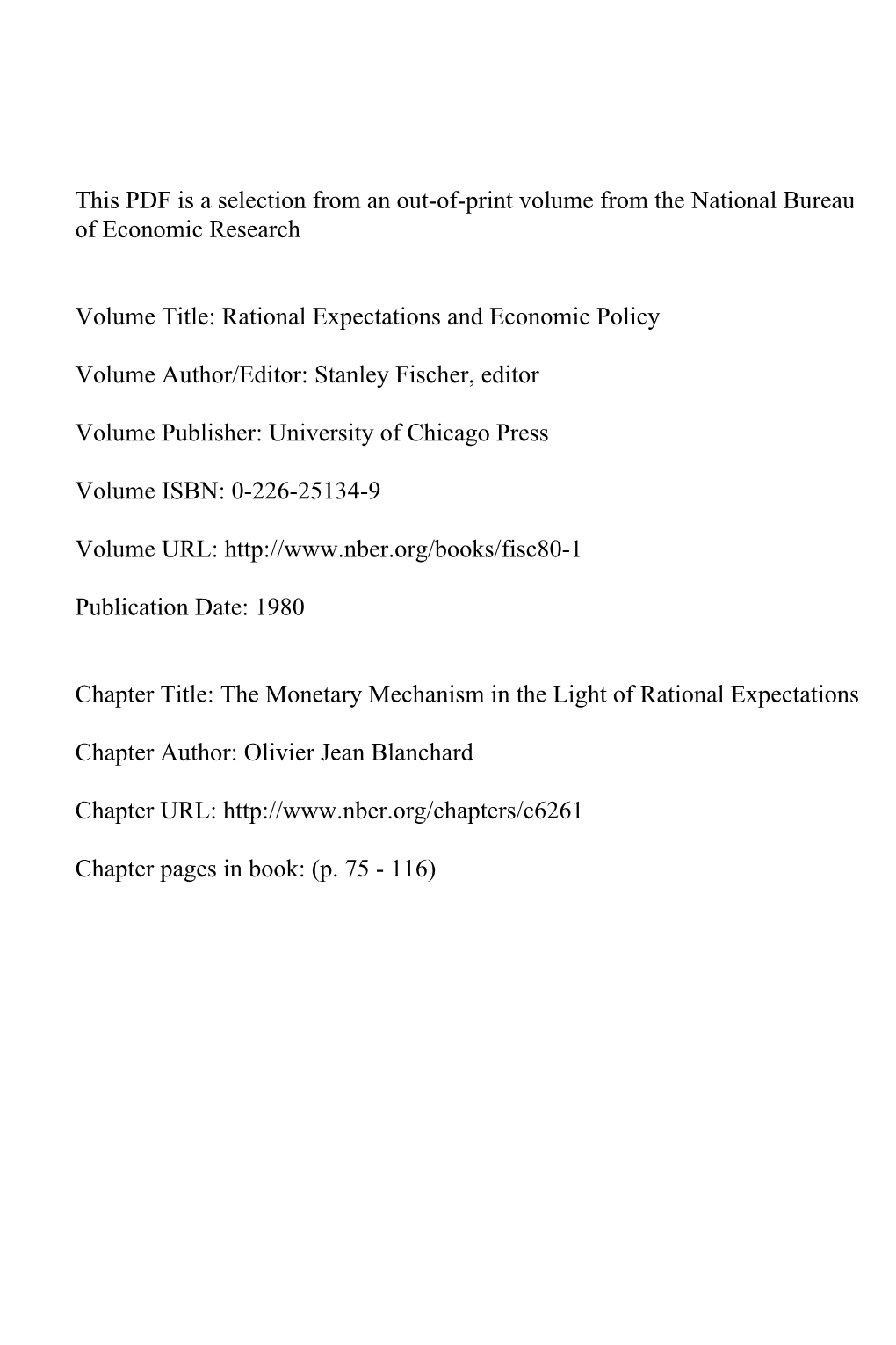 The Monetary Mechanism in the Light of Rational Expectations