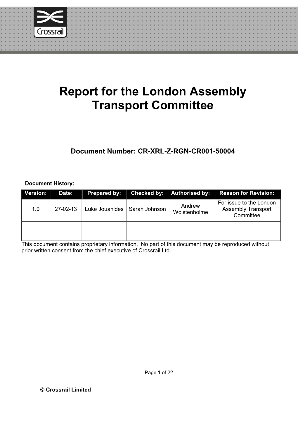 130307 London Assembly Transport Committee CRL Written Submission FINAL