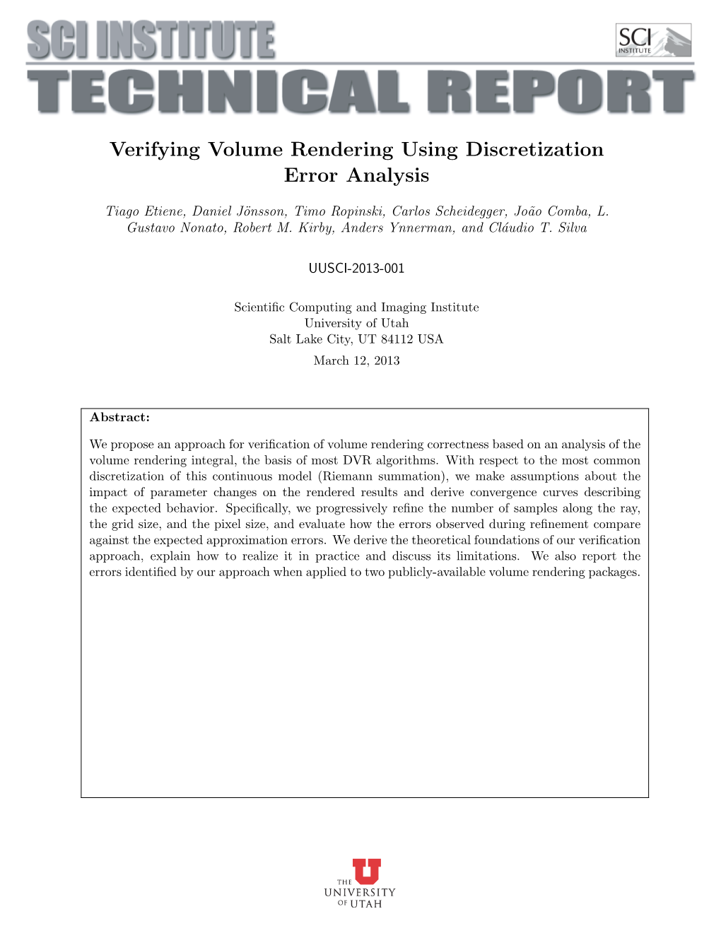Verifying Volume Rendering Using Discretization Error Analysis