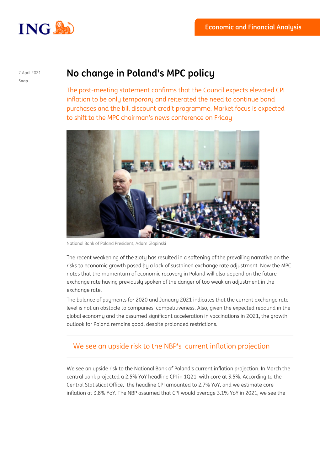 PDF | No Change in Poland's MPC Policy